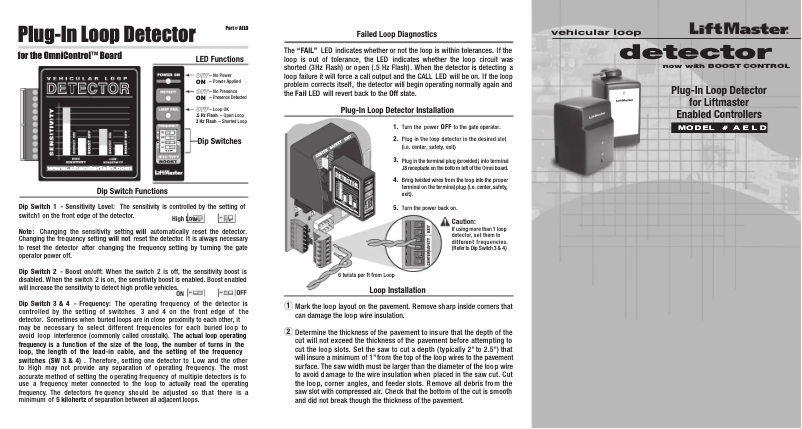 Page 1 de la notice Manuel utilisateur LiftMaster AELD