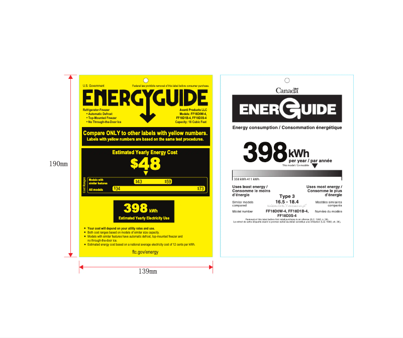 Page 1 de la notice Label énergétique Avanti FF18D3S-4