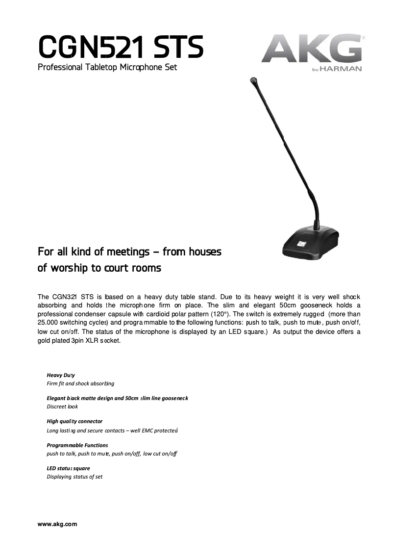 Page 1 de la notice Manuel utilisateur AKG CGN521 STS