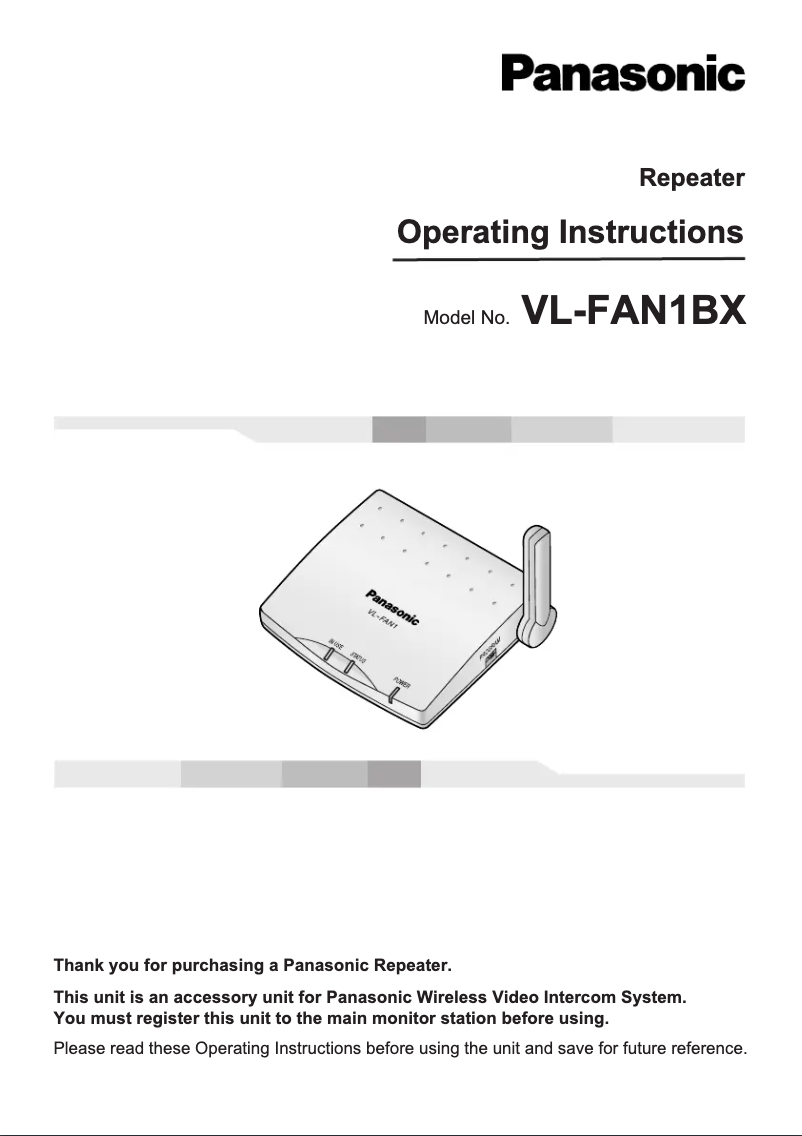 Page 1 de la notice Manuel utilisateur Panasonic VL-FAN1BX