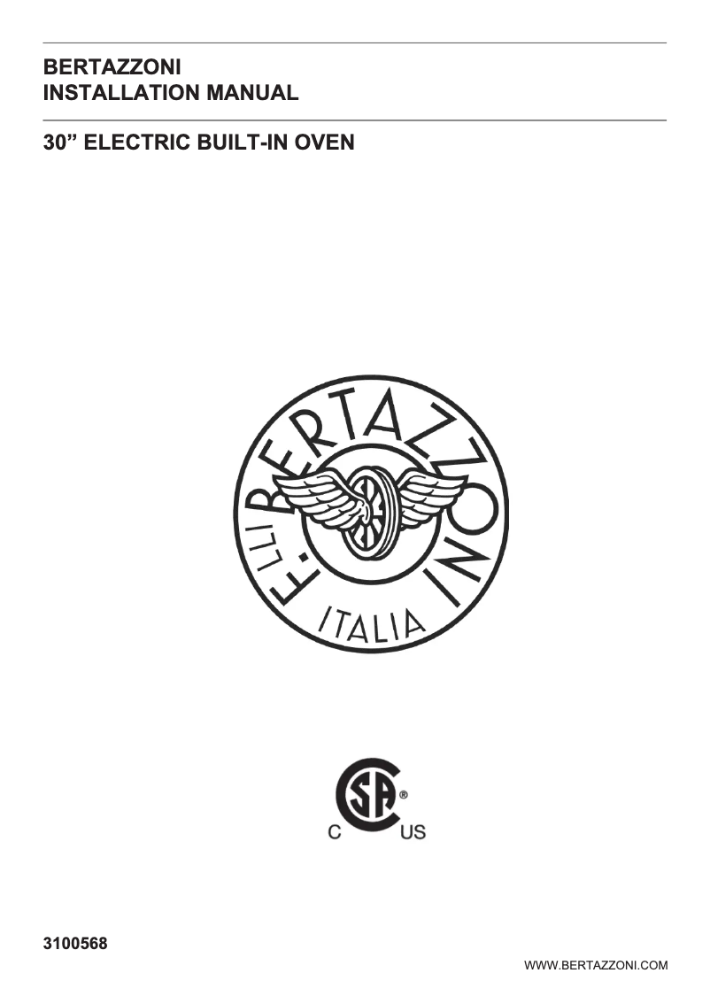 Page 1 de la notice Guide d'installation Bertazzoni PROF30FSEXV