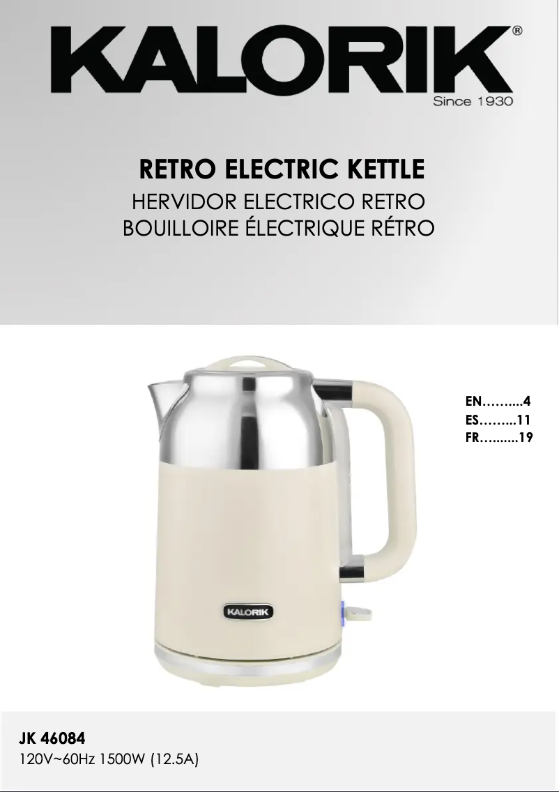 Page 1 de la notice Manuel utilisateur Kalorik JK 46084