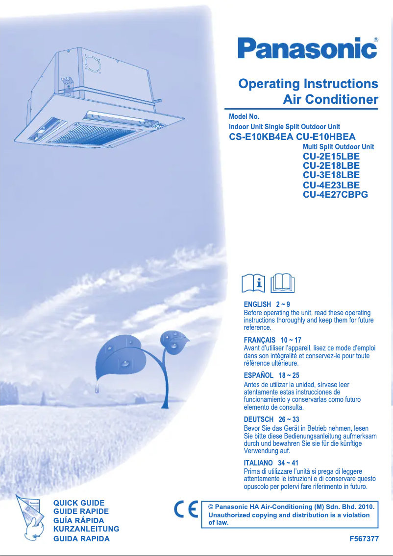 Página 1 del manual Manual de usuario Panasonic CS-E10KB4EA