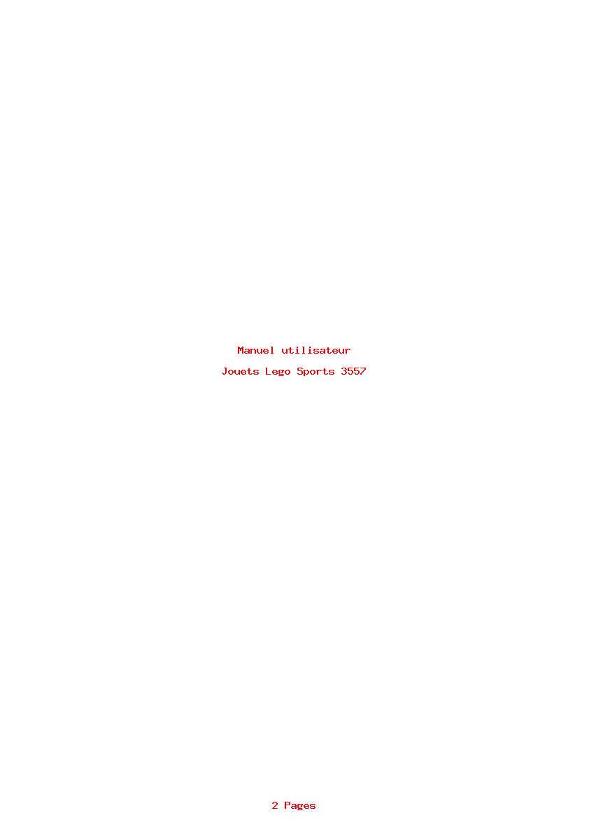 Page 1 de la notice Manuel utilisateur Lego Sports 3557