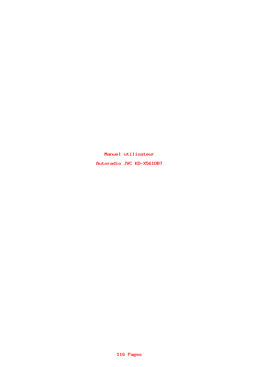 Page 1 de la notice Manuel utilisateur JVC KD-X561DBT