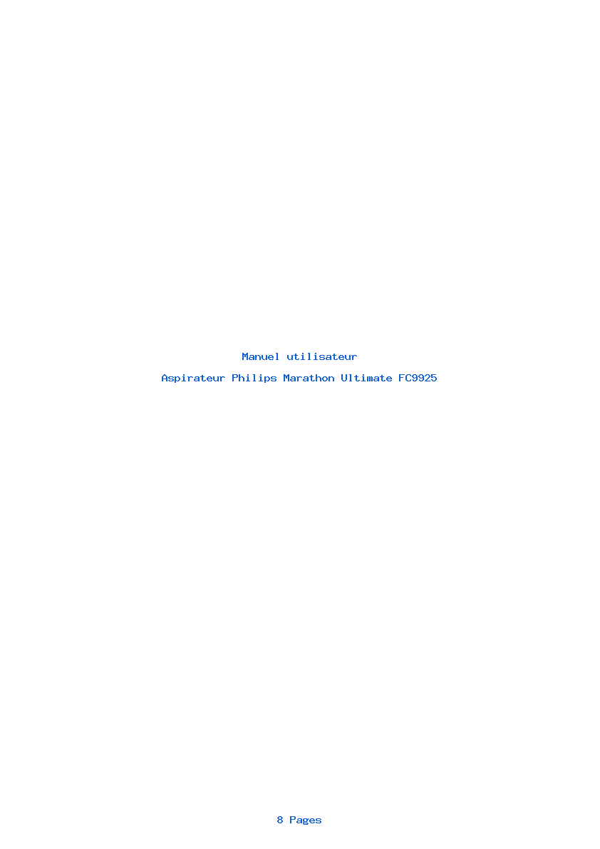 Page 1 de la notice Manuel utilisateur Philips Marathon Ultimate FC9925