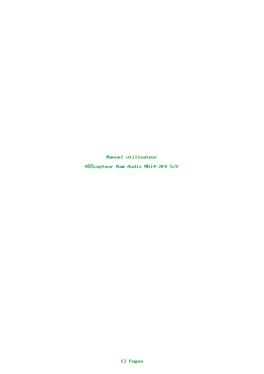 Page 1 de la notice Manuel utilisateur Ram Audio MDi4-2K4 S/X
