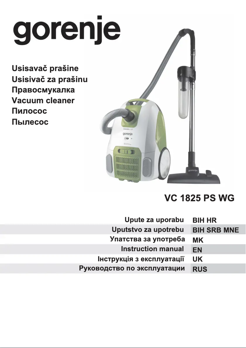 Page 1 of the manual User Manual Gorenje VC1825PSWG