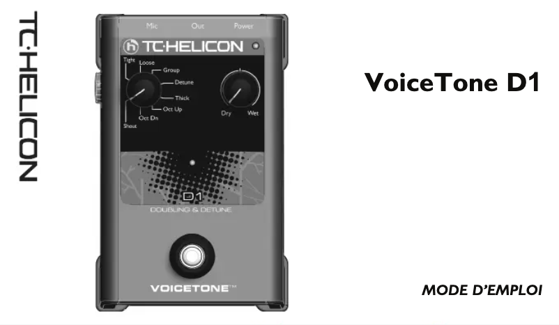 Page 1 de la notice Manuel utilisateur TC Helicon VoiceTone D1