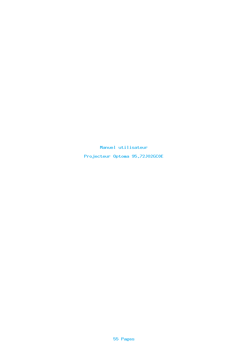 Page 1 de la notice Manuel utilisateur Optoma 95.72J02GC0E