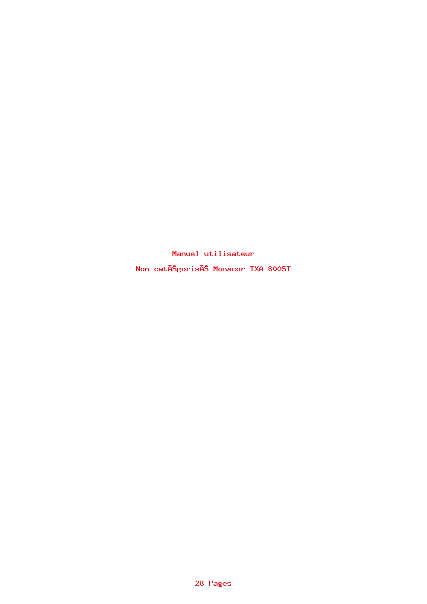 Image de la première page du manuel de l'appareil TXA-800ST