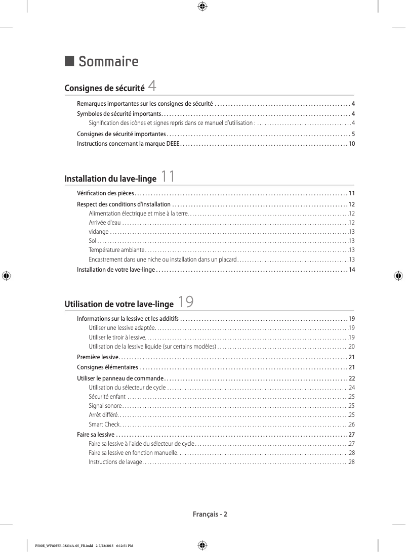 Página 1 del manual Manual de usuario Samsung WF70F5E5W4W