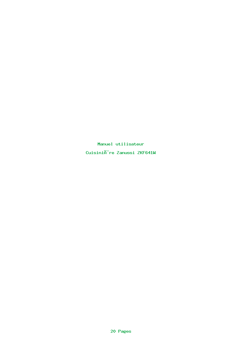 Page 1 de la notice Manuel utilisateur Zanussi ZKF641W