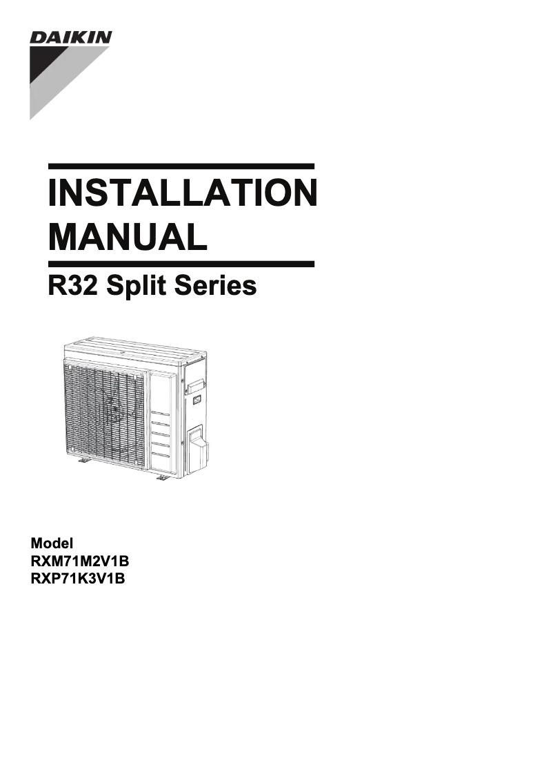 Page 1 de la notice Guide d'installation Daikin RXM20M2V1B