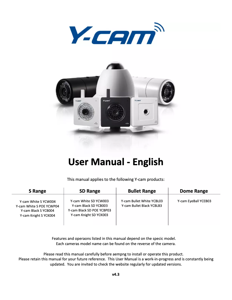 Página 1 del manual Manual de usuario Y-cam Bullet YCBLB3