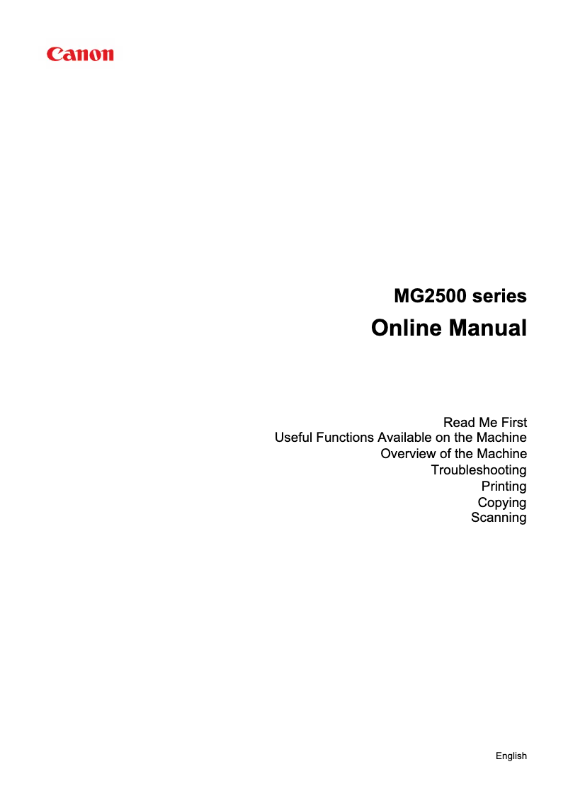 Page 1 de la notice Manuel utilisateur Canon Pixma MG2522