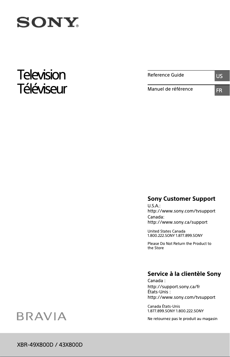 Page 1 de la notice Manuel utilisateur Sony Bravia XBR-43X800D