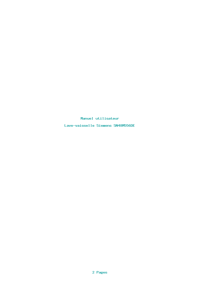 Page 1 de la notice Manuel utilisateur Siemens SN48M556DE