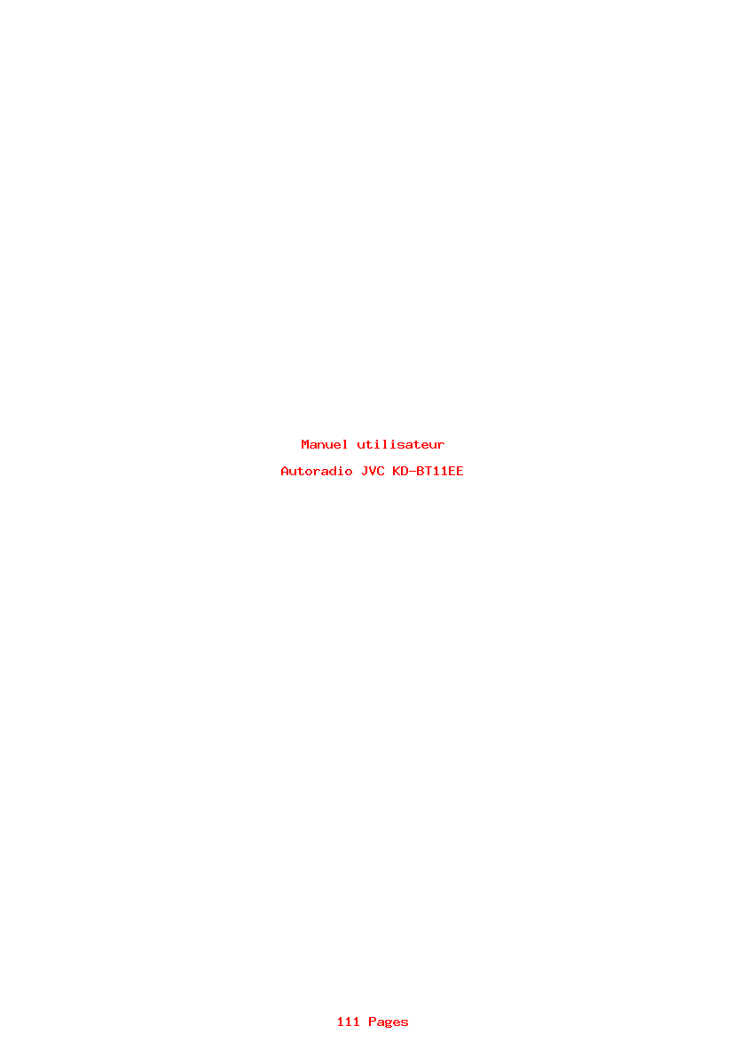 Page 1 de la notice Manuel utilisateur JVC KD-BT11EE