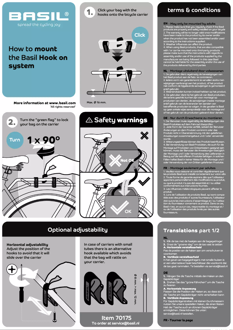 Page 1 de la notice Manuel utilisateur Basil Urban Dry