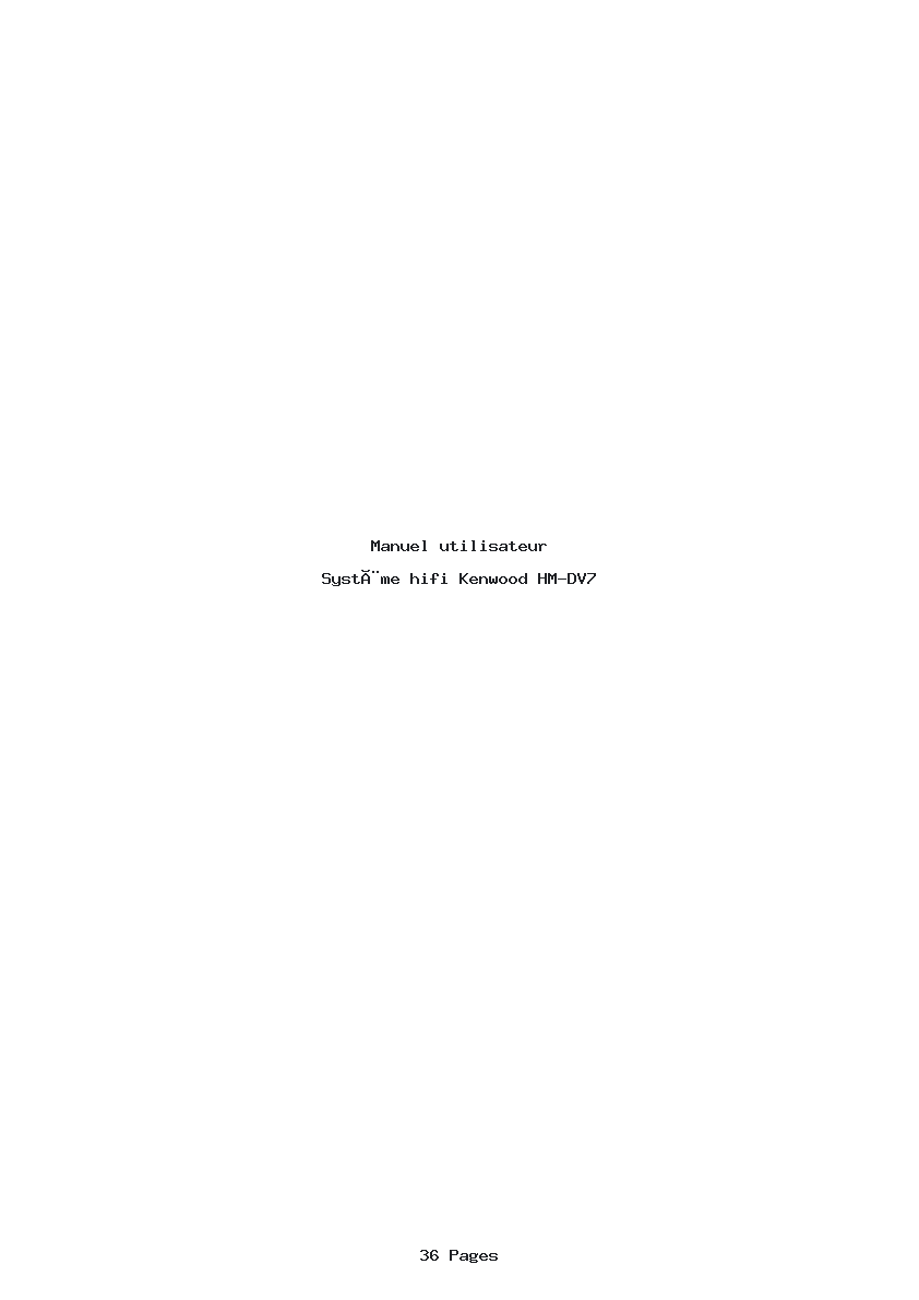 Page 1 de la notice Manuel utilisateur Kenwood HM-DV7