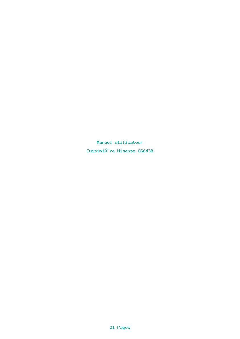 Page 1 de la notice Manuel utilisateur Hisense GG643B