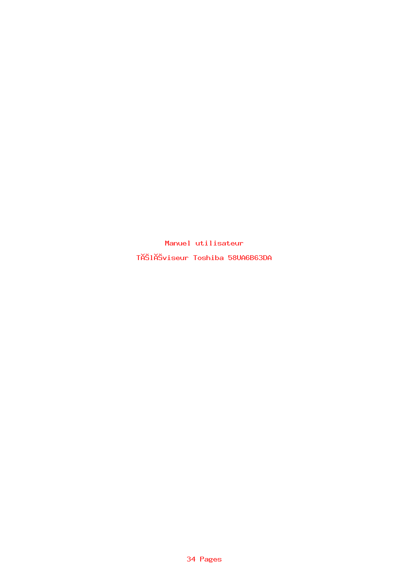 Page 1 de la notice Manuel utilisateur Toshiba 58UA6B63DA