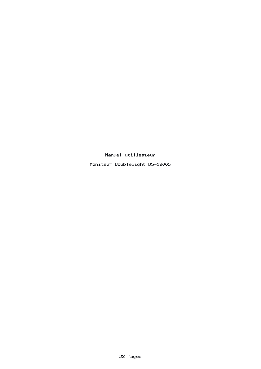 Page 1 de la notice Manuel utilisateur DoubleSight DS-1900S