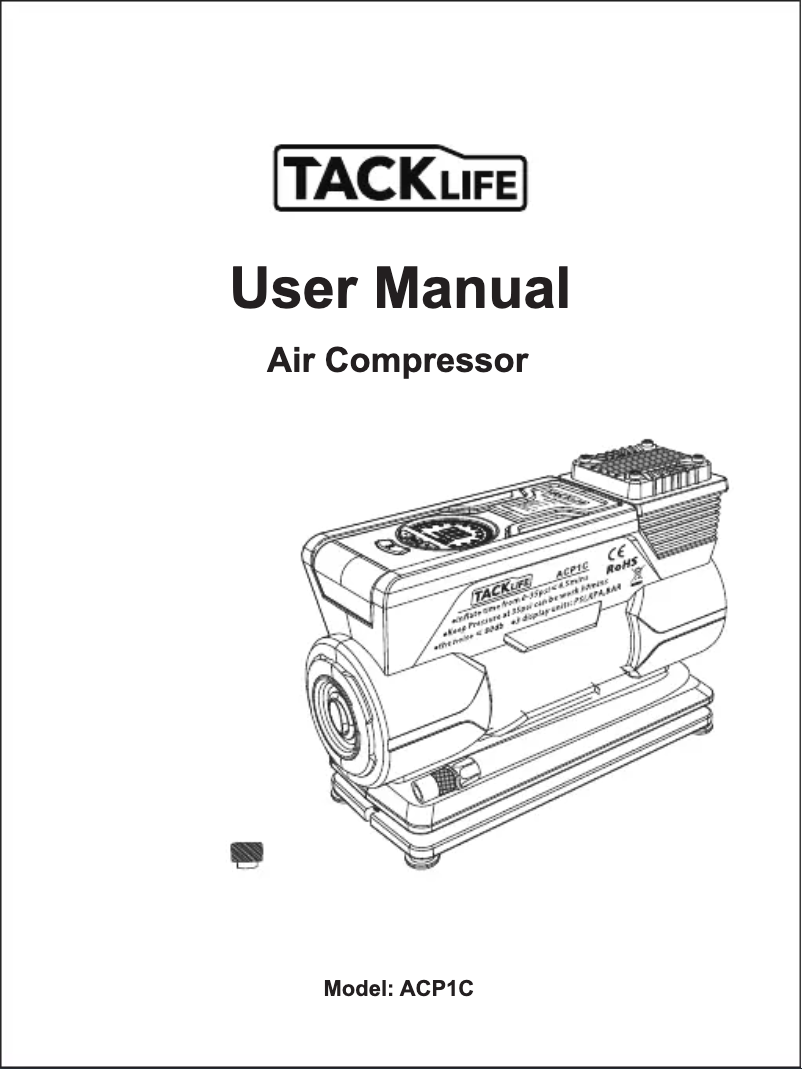Page 1 de la notice Manuel utilisateur Tacklife ACP1C