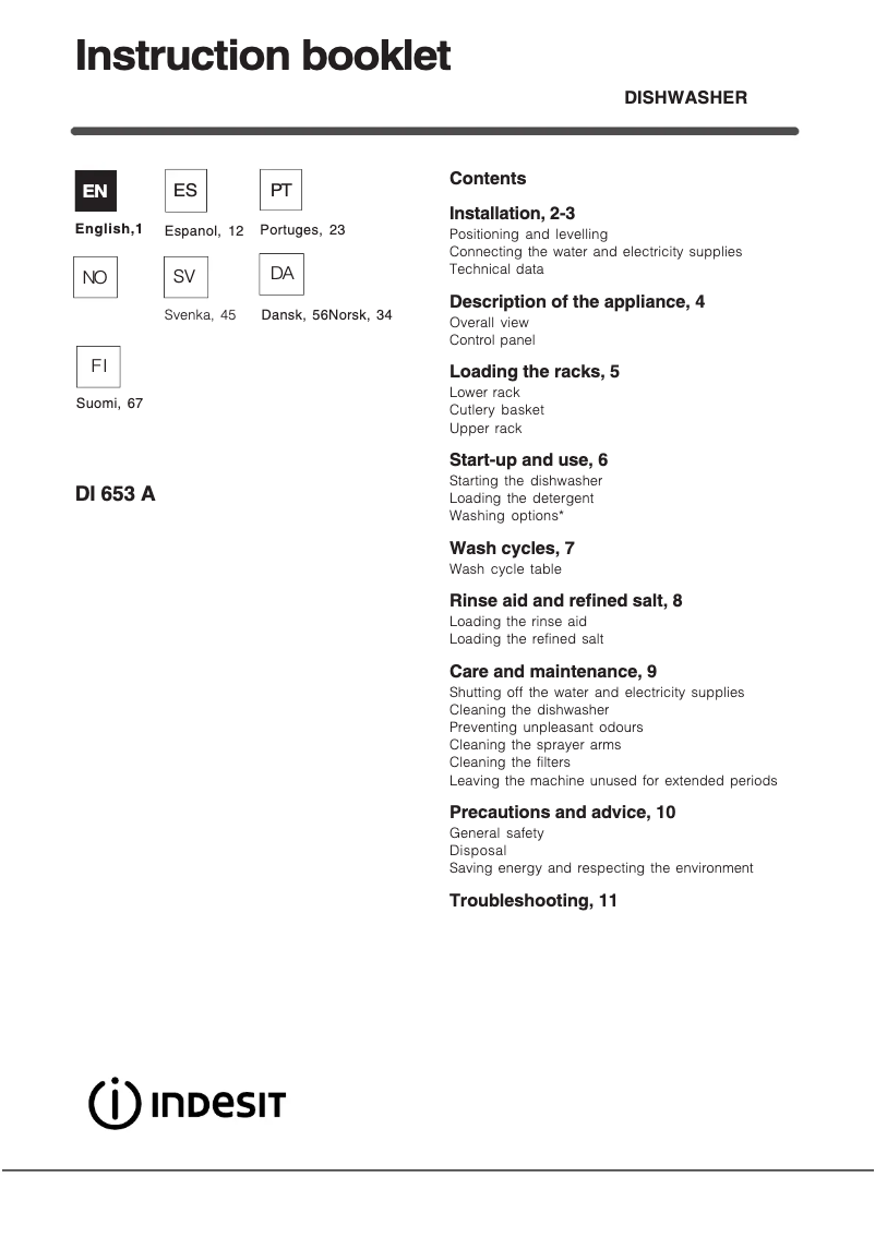 Página 1 del manual Manual de usuario Indesit DI 653 A