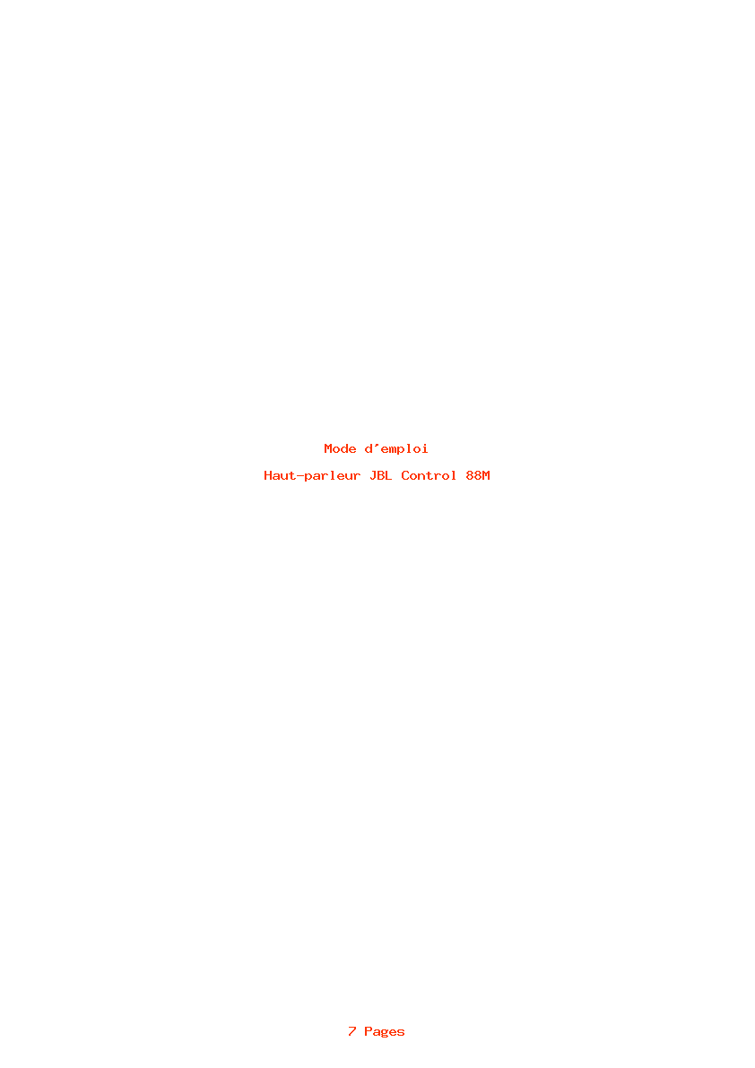 Page 1 de la notice Mode d'emploi JBL Control 88M
