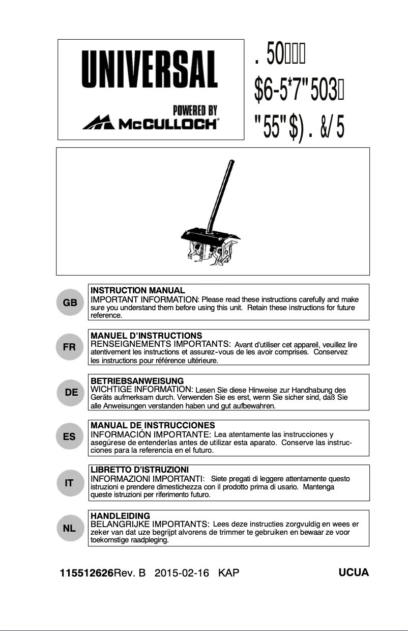 Page 1 de la notice Manuel utilisateur McCulloch B28 PS