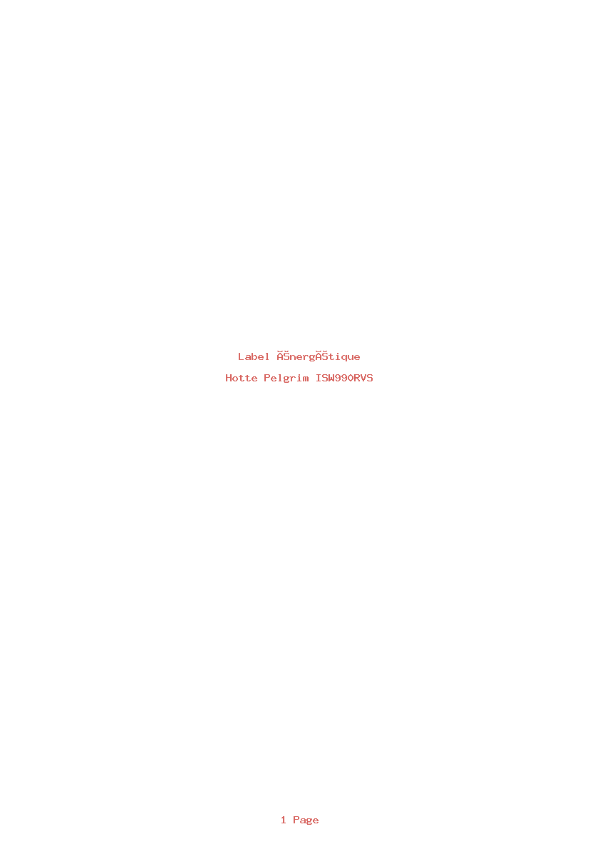 Page 1 de la notice Label énergétique Pelgrim ISW990RVS
