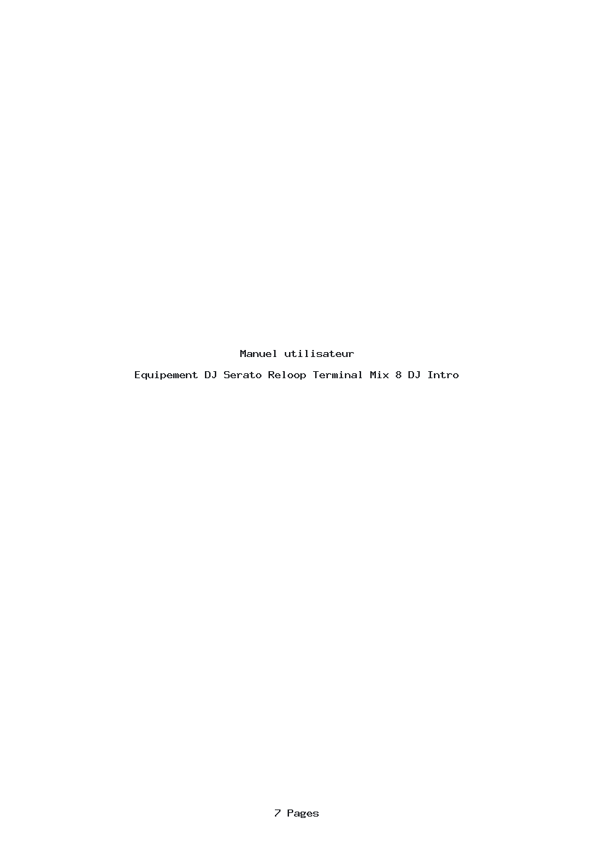 Page 1 de la notice Manuel utilisateur Serato Reloop Terminal Mix 8 DJ Intro