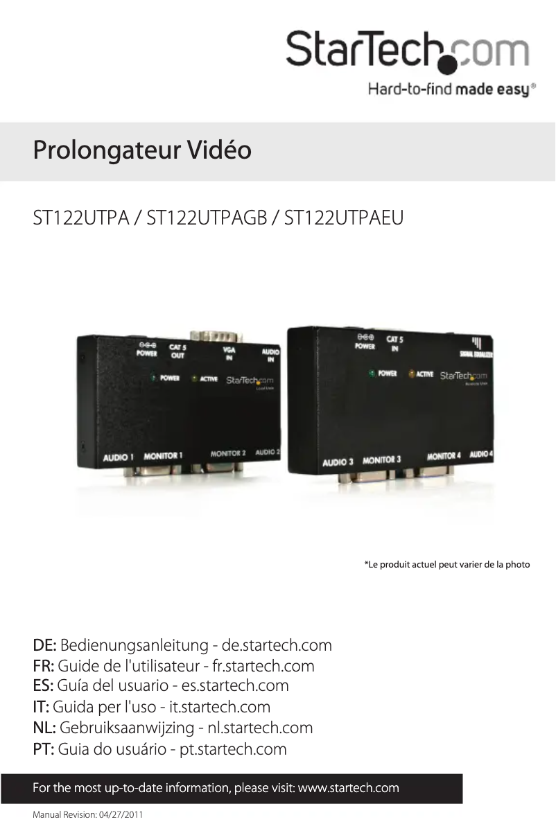 Page 1 de la notice Manuel utilisateur StarTech.com ST122UTPA