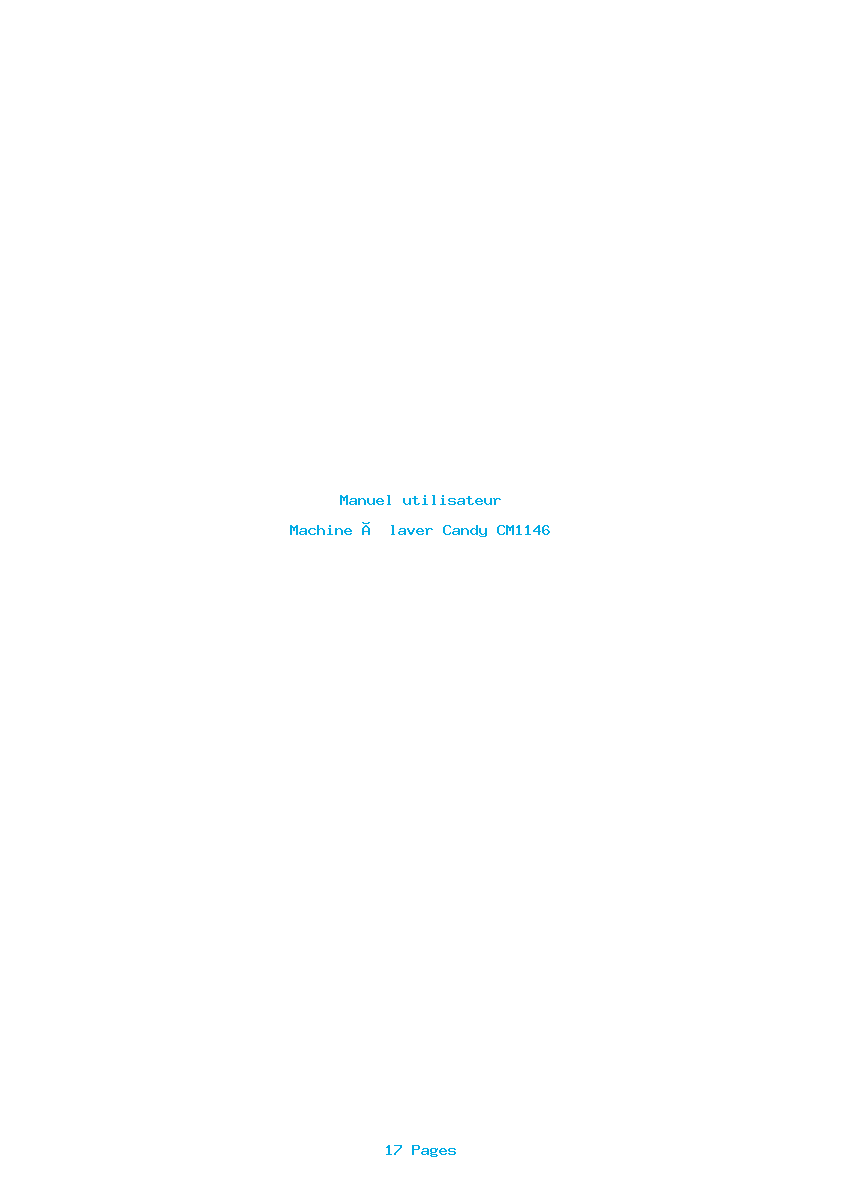 Page 1 de la notice Manuel utilisateur Candy CM1146