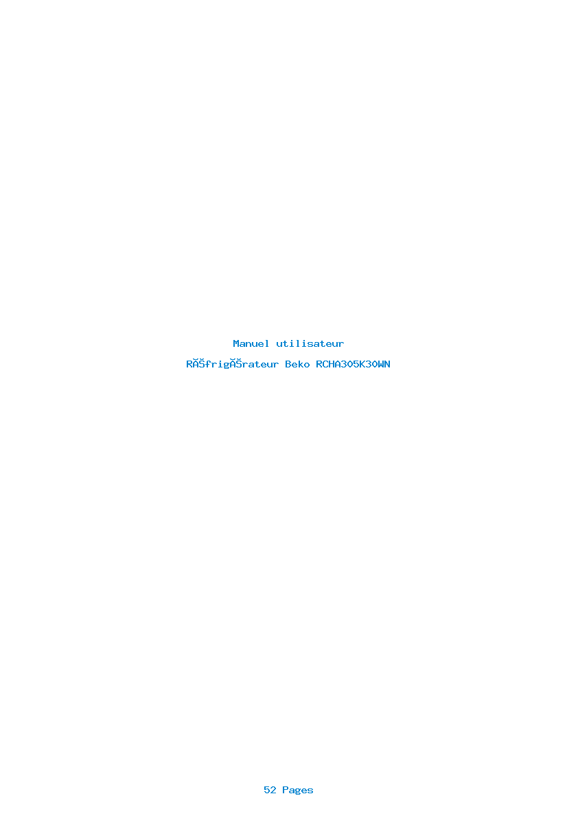 Page 1 de la notice Manuel utilisateur Beko RCHA305K30WN