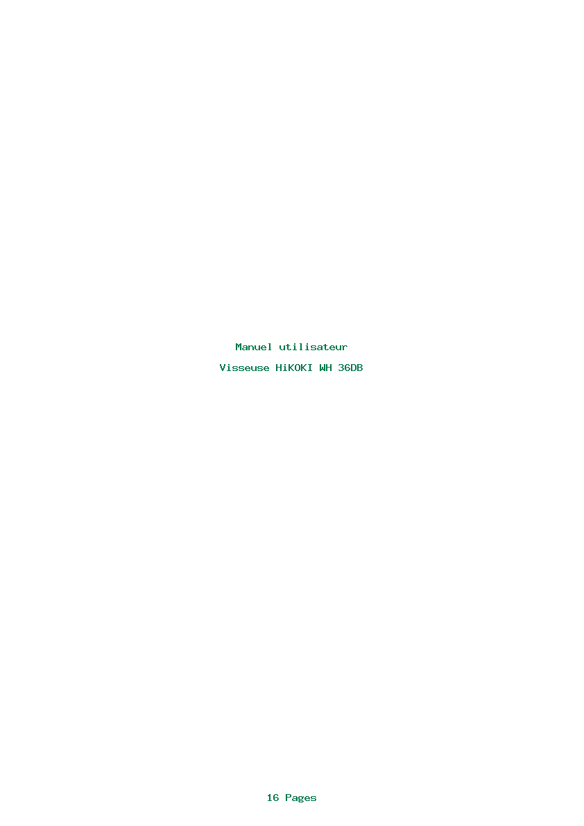 Page 1 de la notice Manuel utilisateur HiKOKI WH 36DB