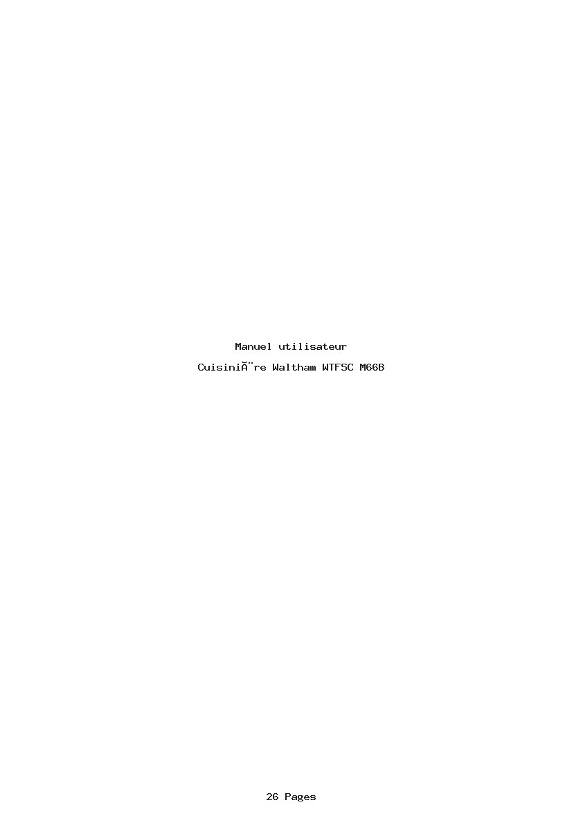 Page 1 de la notice Manuel utilisateur Waltham WTFSC M66B