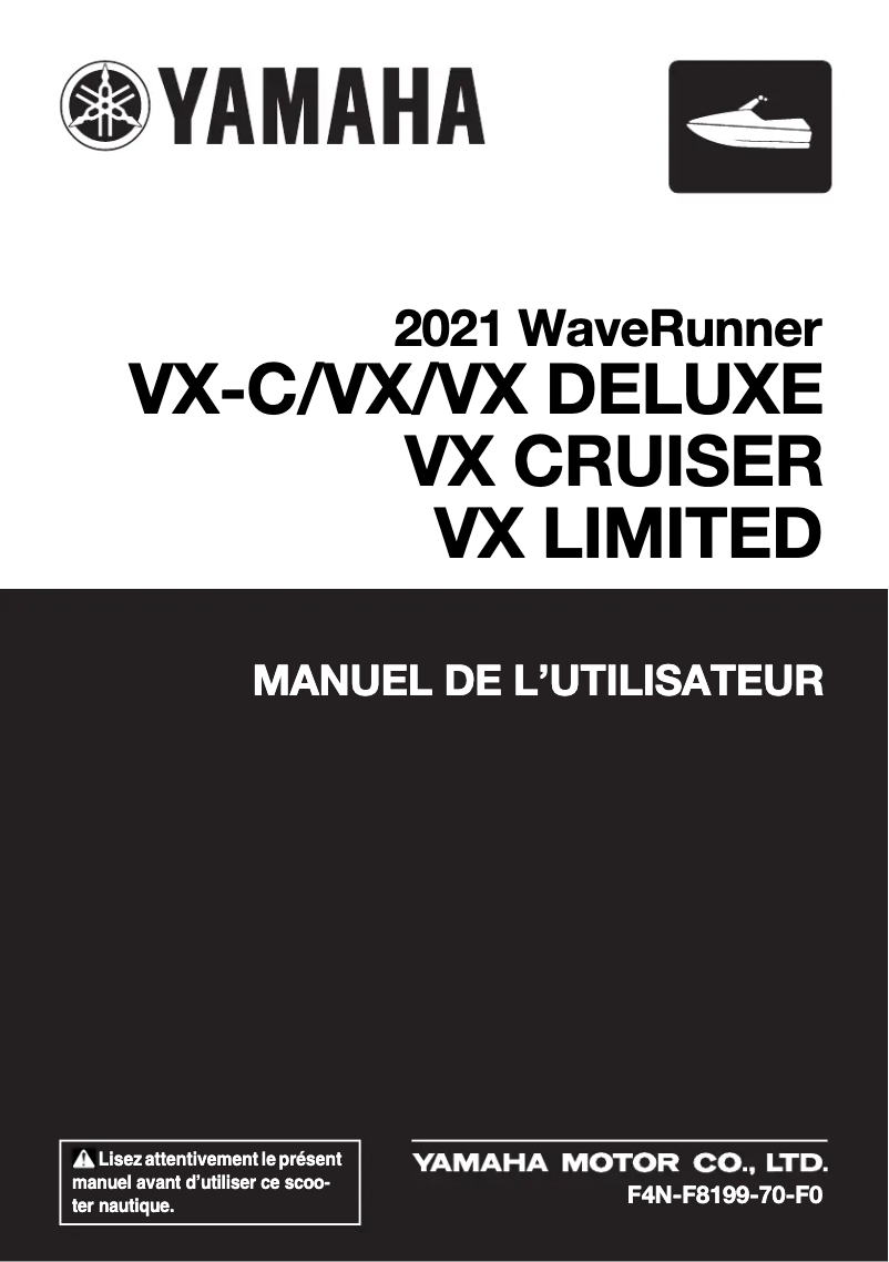 Page 1 de la notice Manuel utilisateur Yamaha WaveRunner VX Cruiser (2021)