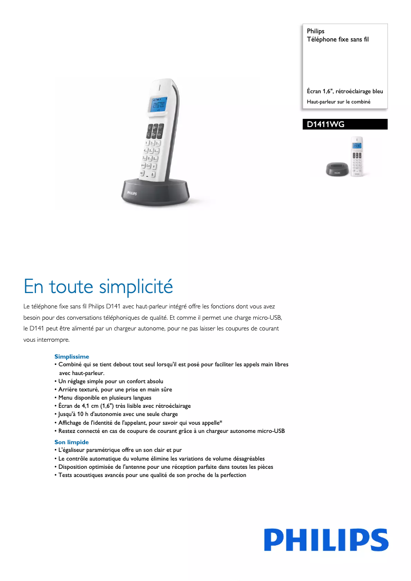 First page image of the manual for D1411WG