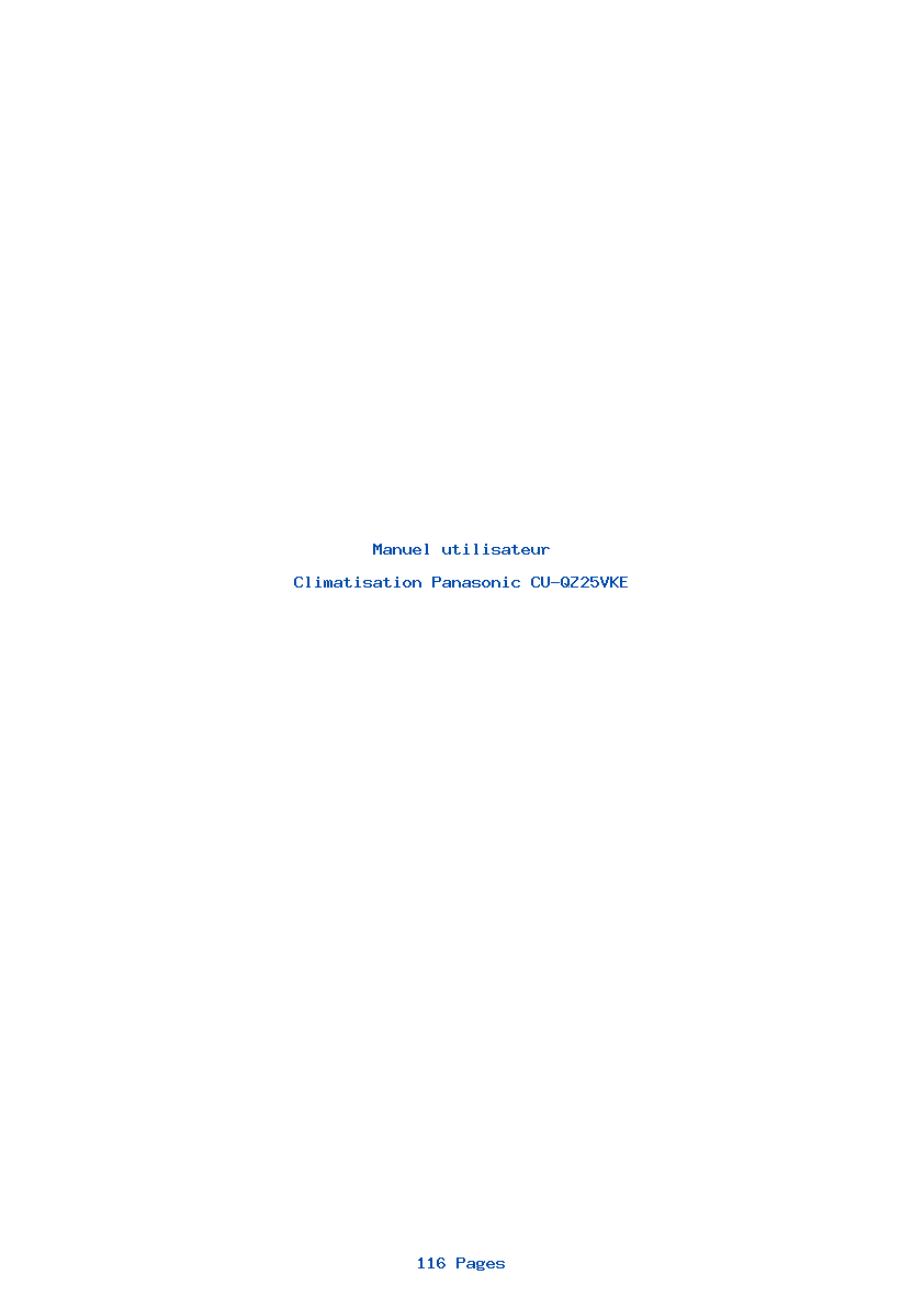 Page 1 de la notice Manuel utilisateur Panasonic CU-QZ25VKE