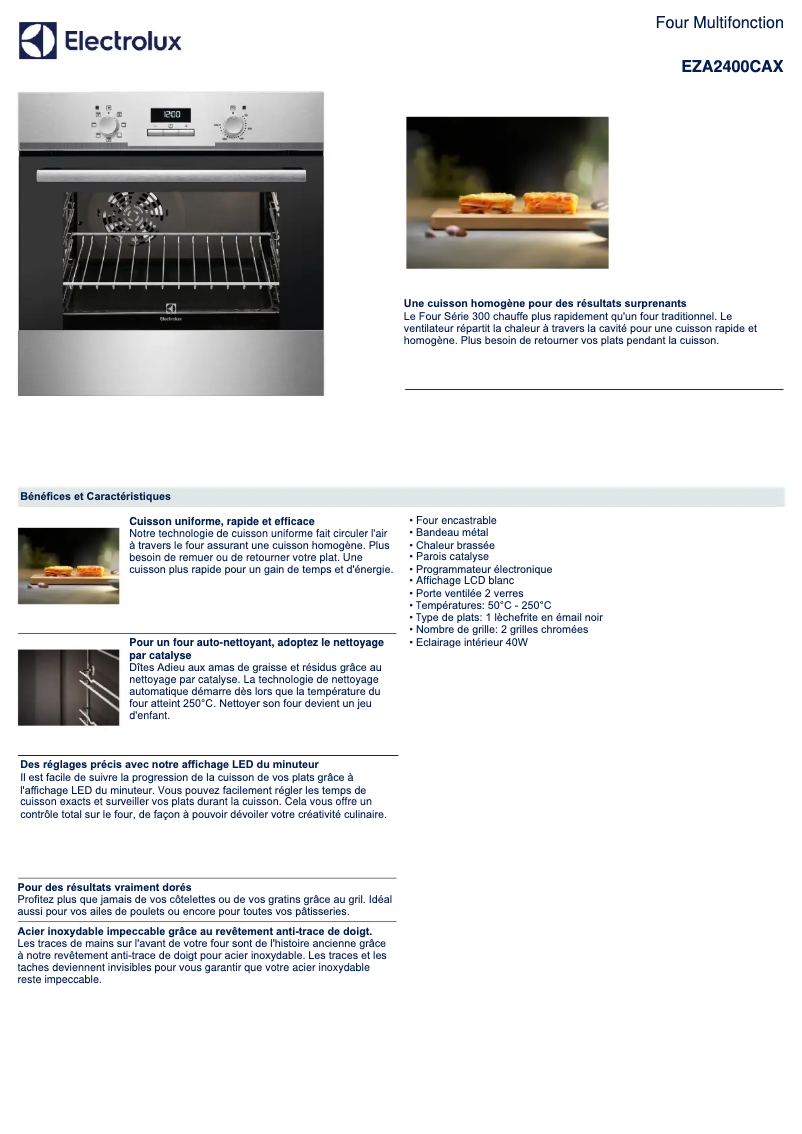 Página 1 del manual Ficha técnica Electrolux EZA2400CAX