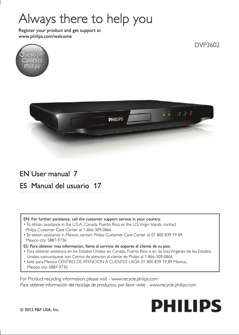 Image de la première page du manuel de l'appareil DVP3602