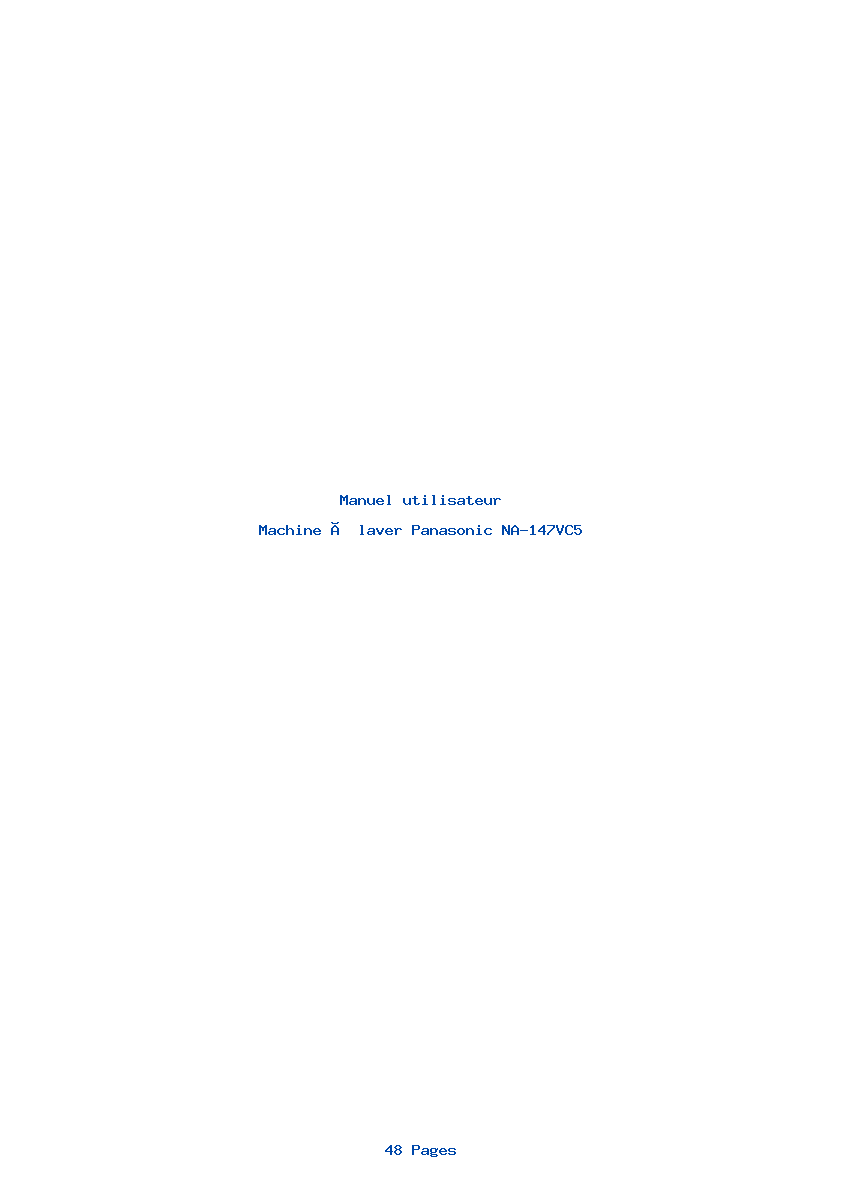 Page 1 de la notice Manuel utilisateur Panasonic NA-147VC5