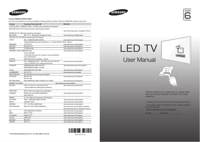 Página 1 del manual Guía de inicio rápido Samsung UE40H6650SL