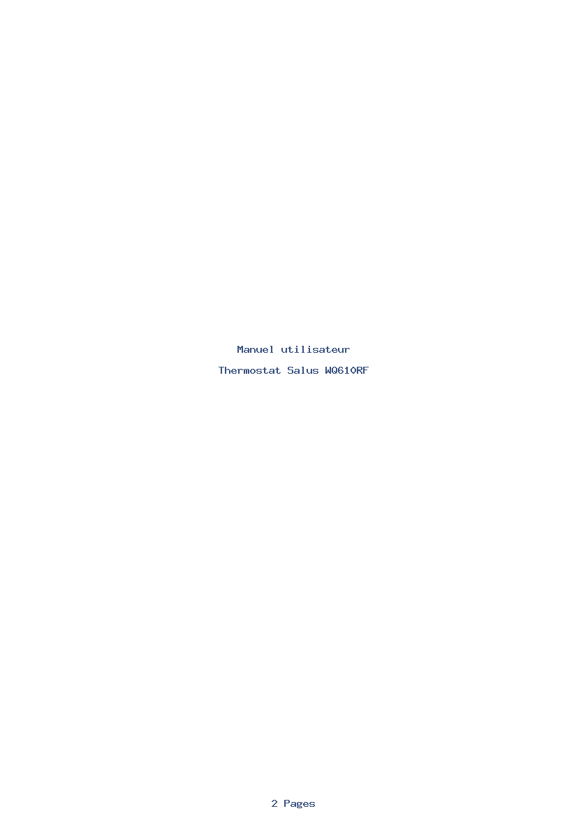 Page 1 de la notice Manuel utilisateur Salus WQ610RF