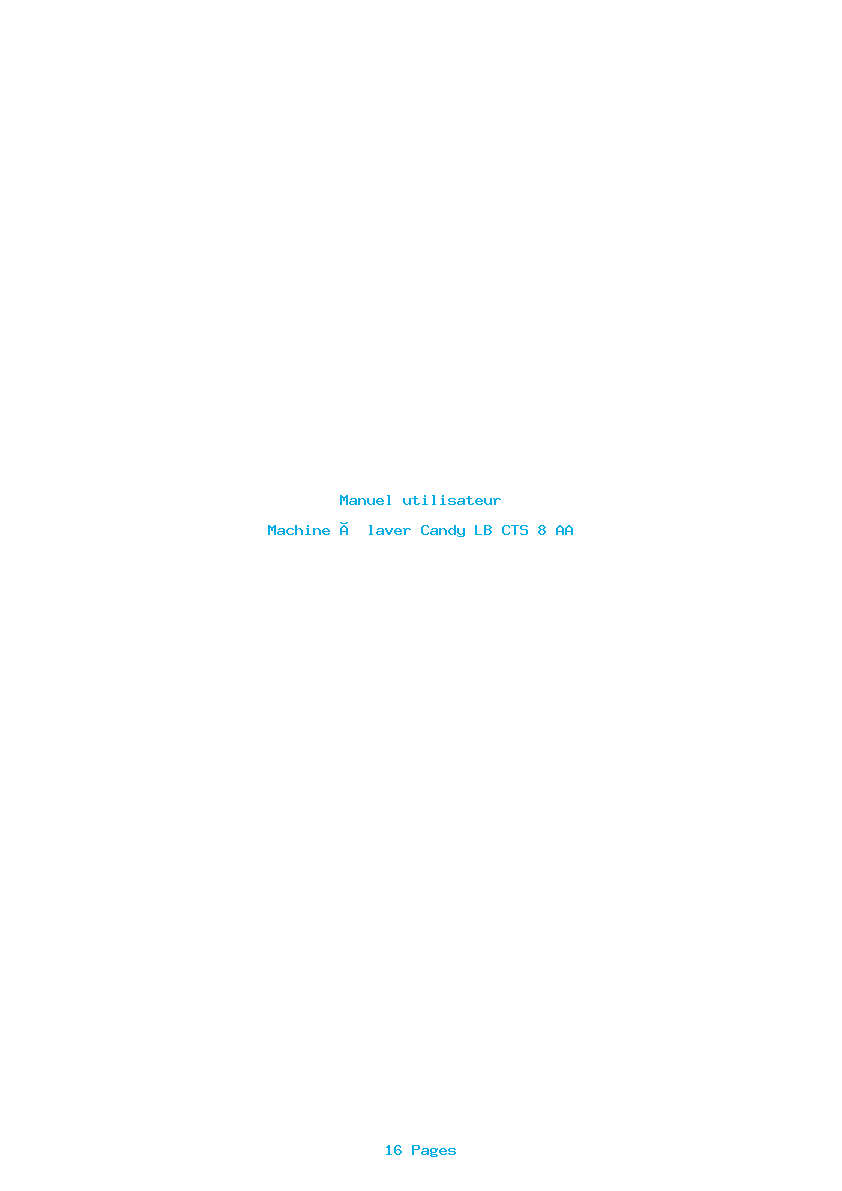 Page 1 de la notice Manuel utilisateur Candy LB CTS 8 AA