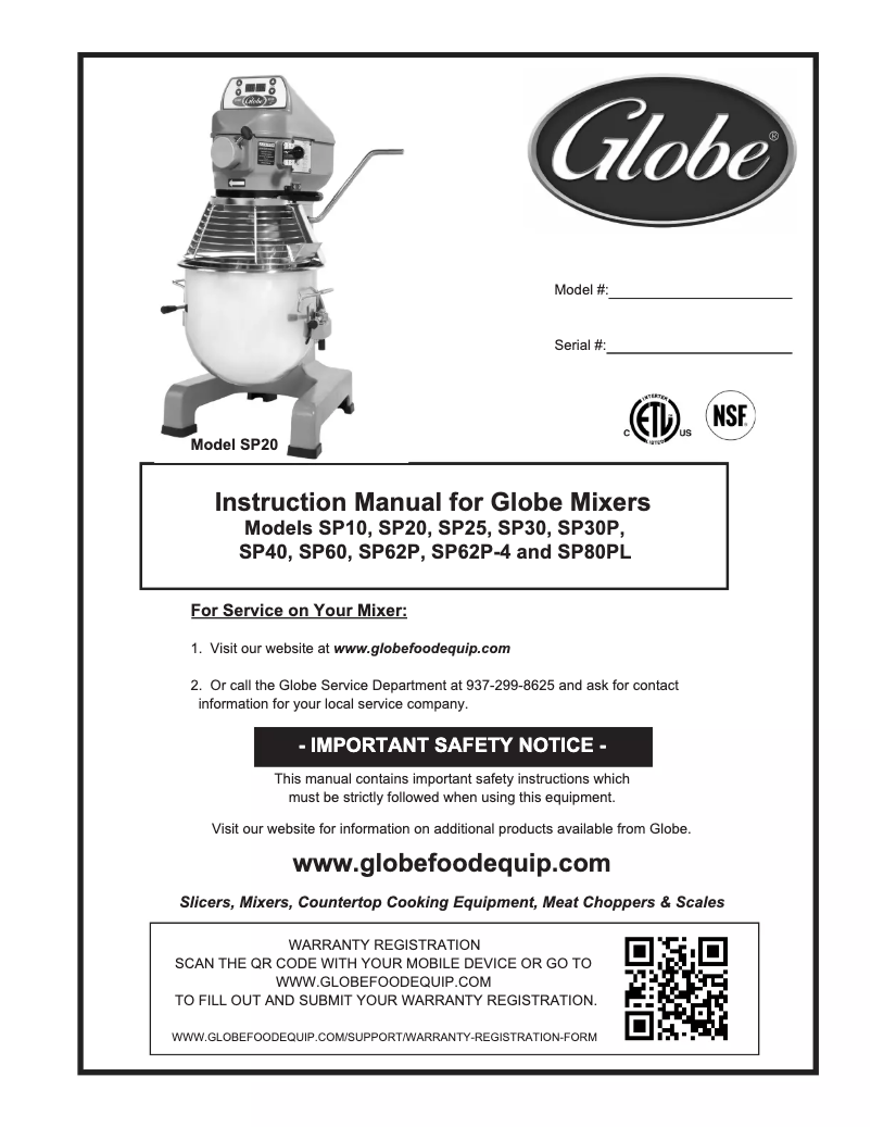 Page 1 de la notice Manuel utilisateur Globe SP30P