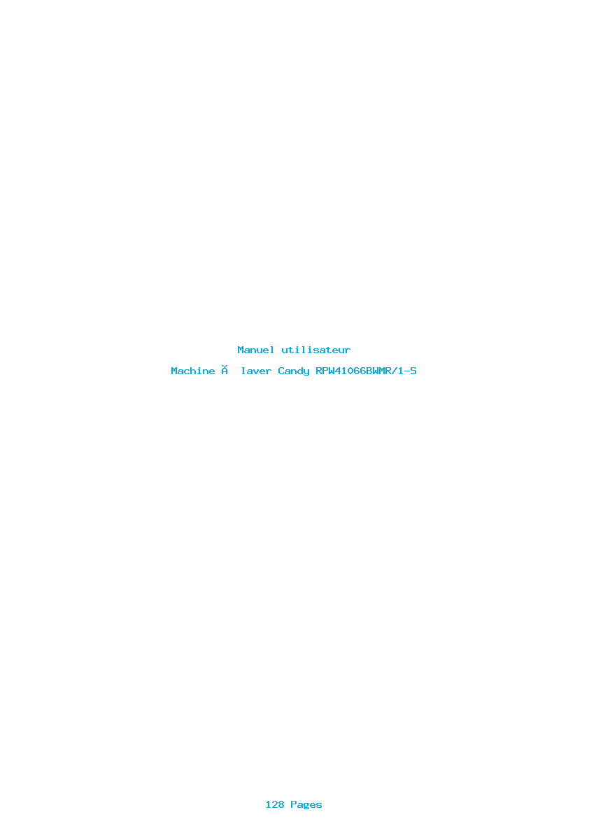 Page 1 de la notice Manuel utilisateur Candy RPW41066BWMR/1-S